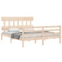 Estructura de cama de matrimonio con cabecero madera maciza de vidaXL, Camas y somieres - Ref: Foro24-3195161, Precio: 135,37...