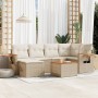 Set sofás de jardín 7 piezas y cojines ratán sintético beige en Conjuntos de jardín | Comprar online en Foru.es