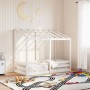 Cama infantil con techo madera maciza pino blanco 70x140 cm de , Camas y somieres - Ref: Foro24-847016, Precio: 109,32 €, Des...