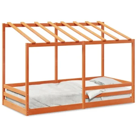 Kinderbett mit massivem Kieferndach in Braun 90x200 cm. von , Betten und Lattenroste - Ref: Foro24-847002, Preis: 128,88 €, R...