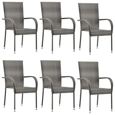 Sillas de jardín apilables 6 unidades ratán sintético gris de vidaXL, Sillas de jardín - Ref: Foro24-310088, Precio: 275,89 €...