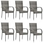 Sillas de jardín apilables 6 unidades ratán sintético gris de vidaXL, Sillas de jardín - Ref: Foro24-310088, Precio: 275,89 €...