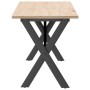 Mesa de centro marco X madera maciza pino y hierro 160x40x45 cm de , Mesas de centro - Ref: Foro24-3282690, Precio: 84,77 €, ...
