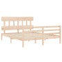 Estructura de cama de matrimonio con cabecero madera maciza de vidaXL, Camas y somieres - Ref: Foro24-3195161, Precio: 135,37...
