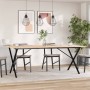 Mesa comedor marco X madera maciza pino y hierro 200x100x75 cm de , Mesas de cocina y de comedor - Ref: Foro24-3282701, Preci...