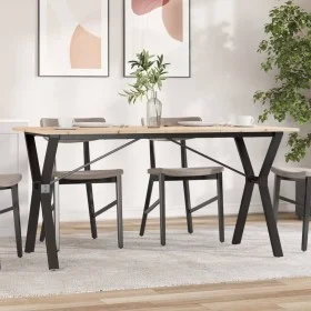 Mesa de comedor marco Y madera maciza pino y hierro 140x80x75cm de , Mesas de cocina y de comedor - Ref: Foro24-3282720, Prec...