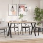 Mesa de comedor marco Y madera maciza pino y hierro 140x80x75cm de , Mesas de cocina y de comedor - Ref: Foro24-3282720, Prec...