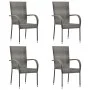 Sillas de jardín apilables 4 unidades ratán sintético gris de vidaXL, Sillas de jardín - Ref: Foro24-310085, Precio: 194,97 €...
