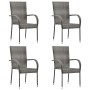 Sillas de jardín apilables 4 unidades ratán sintético gris de vidaXL, Sillas de jardín - Ref: Foro24-310085, Precio: 196,07 €...