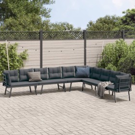 Bancos de jardín cojines 4 pzas acero recubrimiento polvo negro de , Bancos de jardín - Ref: Foro24-3283713, Precio: 479,06 €...