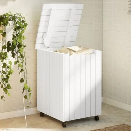 Cesta ropa sucia con ruedas RANA madera pino blanca 45x45x64 cm de , Cestas para ropa - Ref: Foro24-4002334, Precio: 81,24 €,...