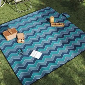 Manta de picnic plegable terciopelo ondas azules 200x200 cm de , Camping y senderismo - Ref: Foro24-4004210, Precio: 31,23 €,...