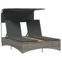 Double sun lounger with canopy and gray synthetic rattan cushions by , Loungers - Ref: Foro24-365622, Price: 305,00 €, Discou...