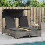 Double sun lounger with canopy and gray synthetic rattan cushions by , Loungers - Ref: Foro24-365622, Price: 305,00 €, Discou...