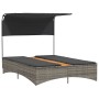 Tumbona doble con capota y cojines ratán sintético gris de , Tumbonas - Ref: Foro24-365622, Precio: 281,60 €, Descuento: %