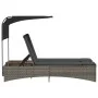 Double sun lounger with canopy and gray synthetic rattan cushions by , Loungers - Ref: Foro24-365622, Price: 305,00 €, Discou...