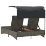 Double sun lounger with canopy and gray synthetic rattan cushions by , Loungers - Ref: Foro24-365622, Price: 305,00 €, Discou...