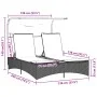 Double sun lounger with canopy and gray synthetic rattan cushions by , Loungers - Ref: Foro24-365622, Price: 305,00 €, Discou...