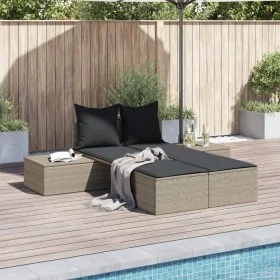 Doppel-Liegestuhl mit hellgrauen synthetischen Rattan-Kissen. von , Liegen - Ref: Foro24-368394, Preis: 309,75 €, Rabatt: %