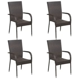 Stackable garden chairs 4 units brown synthetic rattan by vidaXL, Garden chairs - Ref: Foro24-310083, Price: 216,92 €, Discou...