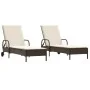 Liegestühle mit Kissen, 2 Stück, aus braunem synthetischem Rattan. von , Liegen - Ref: Foro24-3261435, Preis: 333,37 €, Rabat...