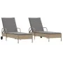 Sun loungers with cushions 2 units synthetic rattan beige by , Loungers - Ref: Foro24-3261437, Price: 333,37 €, Discount: %