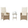Sillas y mesita de jardín 3 piezas ratán sintético cojín beige de , Conjuntos de jardín - Ref: Foro24-365655, Precio: 222,14 ...