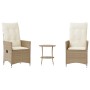 Sillas y mesita de jardín 3 piezas ratán sintético cojín beige de , Conjuntos de jardín - Ref: Foro24-365655, Precio: 222,14 ...