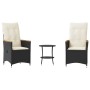 Mesita y sillas con cojines 3 piezas ratán sintético negro de , Conjuntos de jardín - Ref: Foro24-365657, Precio: 217,39 €, D...