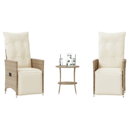 Sillas y mesita de jardín 3 piezas ratán sintético cojín beige de , Conjuntos de jardín - Ref: Foro24-365676, Precio: 244,42 ...