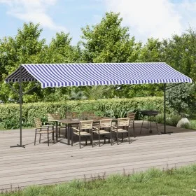 Toldo de pie tela y acero azul y blanco 600x300 cm de , Sombrillas - Ref: Foro24-368934, Precio: 335,86 €, Descuento: %