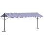 Toldo de pie tela y acero azul y blanco 600x300 cm de , Sombrillas - Ref: Foro24-368934, Precio: 304,92 €, Descuento: %