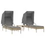 Tumbonas con capota y mesa 2 uds ratán sintético beige de , Tumbonas - Ref: Foro24-3261572, Precio: 400,66 €, Descuento: %