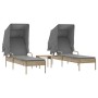 Tumbonas con capota y mesa 2 uds ratán sintético beige de , Tumbonas - Ref: Foro24-3261572, Precio: 367,84 €, Descuento: %