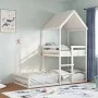 Cama con techo madera maciza de pino blanco 90x190 cm de , Camas y somieres - Ref: Foro24-3282397, Precio: 347,50 €, Descuent...