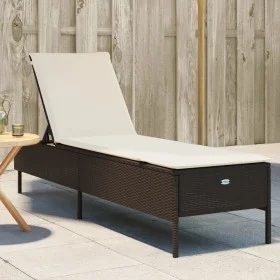 Lounger with brown synthetic rattan cushion by , Loungers - Ref: Foro24-4002720, Price: 151,78 €, Discount: %
