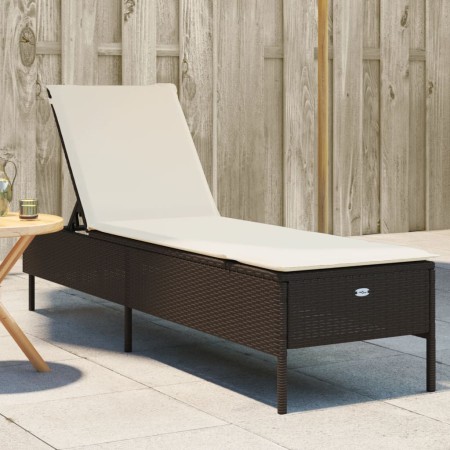 Tumbona con cojín ratán sintético marrón de , Tumbonas - Ref: Foro24-4002720, Precio: 154,61 €, Descuento: %