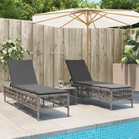 Liegestühle mit Tisch 2 Stück in grauem synthetischem Rattan von , Liegen - Ref: Foro24-4002748, Preis: 270,93 €, Rabatt: %