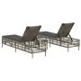 Liegestühle mit Tisch 2 Stück in grauem synthetischem Rattan von , Liegen - Ref: Foro24-4002748, Preis: 270,93 €, Rabatt: %