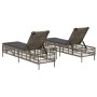Tumbonas con mesita 2 unidades ratán sintético gris de , Tumbonas - Ref: Foro24-4002748, Precio: 277,50 €, Descuento: %