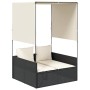Tumbona doble con techo y cortinas ratán sintético negro de , Tumbonas - Ref: Foro24-4002755, Precio: 230,23 €, Descuento: %