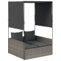 Tumbona doble con techo y cortinas ratán sintético gris de , Tumbonas - Ref: Foro24-4002757, Precio: 233,72 €, Descuento: %