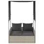 Double sun lounger with roof and light gray synthetic rattan curtains by , Loungers - Ref: Foro24-4002760, Price: 229,68 €, D...