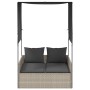 Tumbona doble con techo y cortinas ratán sintético gris claro de , Tumbonas - Ref: Foro24-4002760, Precio: 233,72 €, Descuent...