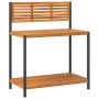 Mesa de trabajo de jardín madera de acacia y acero 90x50x110 cm de , Soportes para macetas - Ref: Foro24-367619, Precio: 111,...