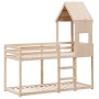 Cama litera con techo madera maciza de pino 90x190 cm de , Camas y somieres - Ref: Foro24-3282005, Precio: 221,59 €, Descuent...