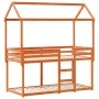 Bunk bed with solid pine wood roof in brown, 80x200 cm. by , Beds and slatted bases - Ref: Foro24-3282123, Price: 234,23 €, D...