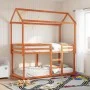 Bunk bed with solid pine wood roof in brown, 80x200 cm. by , Beds and slatted bases - Ref: Foro24-3282123, Price: 234,23 €, D...