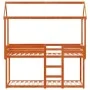 Bunk bed with solid pine wood roof in brown, 80x200 cm. by , Beds and slatted bases - Ref: Foro24-3282123, Price: 234,23 €, D...