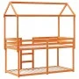 Bunk bed with solid pine wood roof in brown, 80x200 cm. by , Beds and slatted bases - Ref: Foro24-3282123, Price: 234,23 €, D...